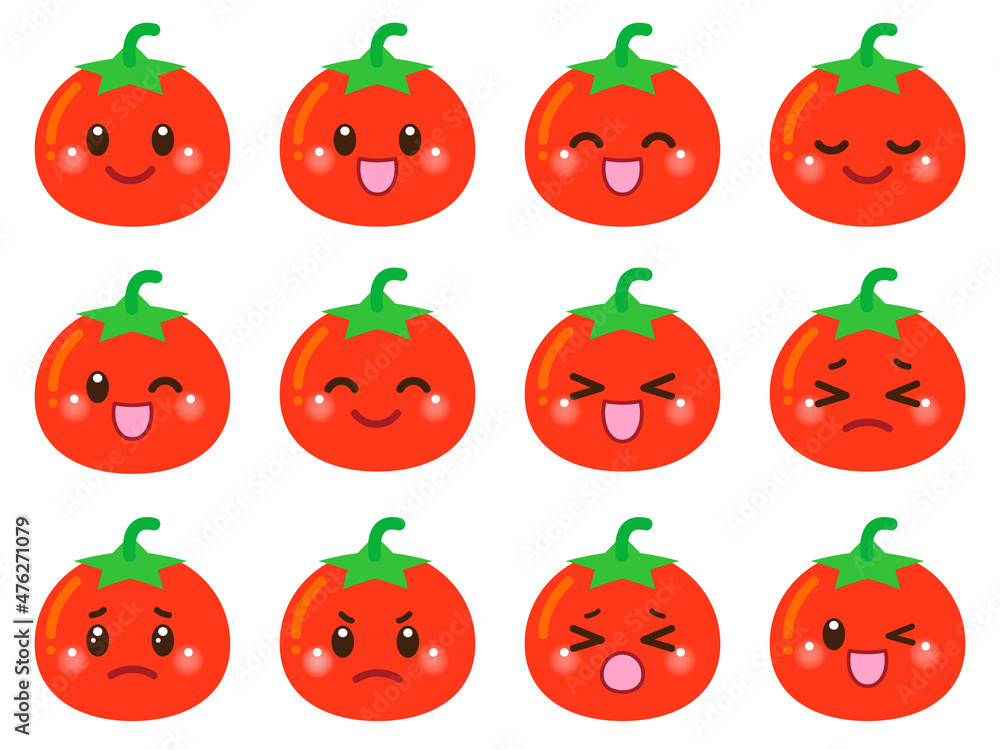 かわいいトマトの顔アイコン2 かわいいトマトの顔アイコン2
