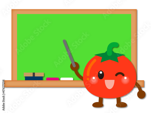 黒板で説明するミニトマトのイラスト素材5