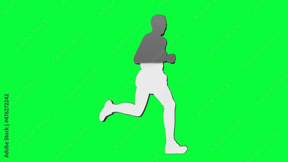 Man Running on Green Screen - Icon Isolated - 3D Animation Man Running on Green Screen - Icon Isolated - 3D Animation