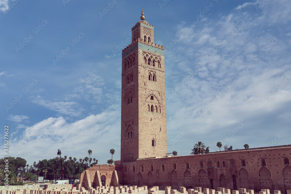 scenic view of Koutoubia Mosque in Marrakech, Morocco
