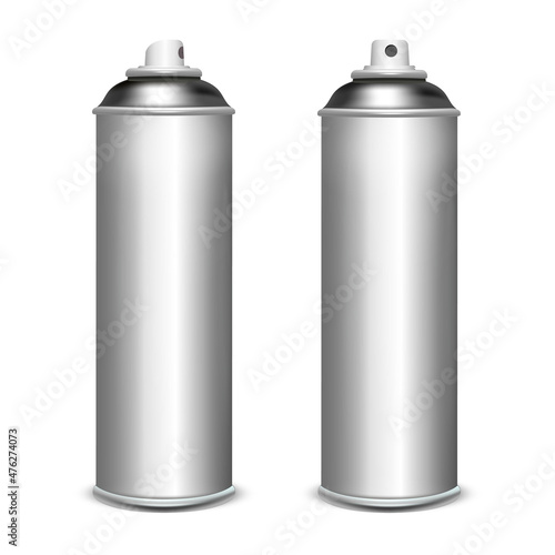 Aluminium Spray Can Template Blank. Front View. illustration