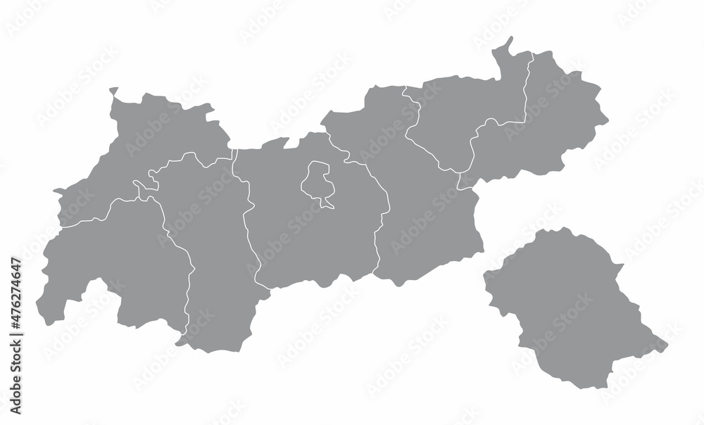 Tyrol state administrative map - obrazy, fototapety, plakaty 