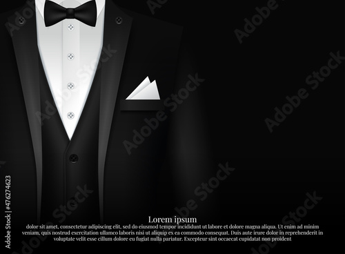 Fototapeta Black Suit and Tuxedo with bow tie