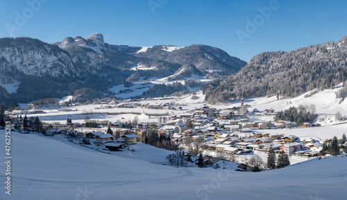 Snow-covered Unken, Pinzgau Salzburger Land, Austria