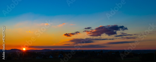 sunset panorama. sunset over a forest in Poland