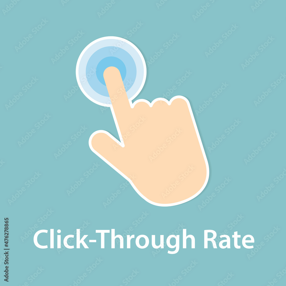 CTR Click-through rate and hand clicking icon- vector illustration CTR Click-through rate and hand clicking icon- vector illustration