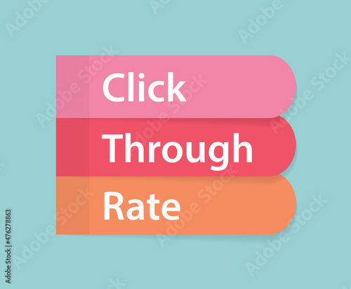 CTR Click-through rate written on colorful sticky notes- vector illustration