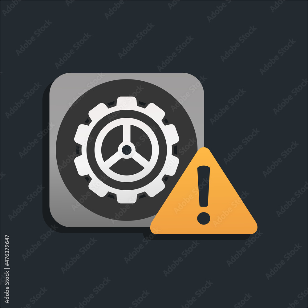 Setting icon with warning sign. System error. Illustration vector
