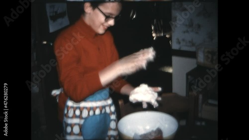 Making the Dough 1973 - A boy makes dough at his home in Vernon Township, New Jersey in 1973.