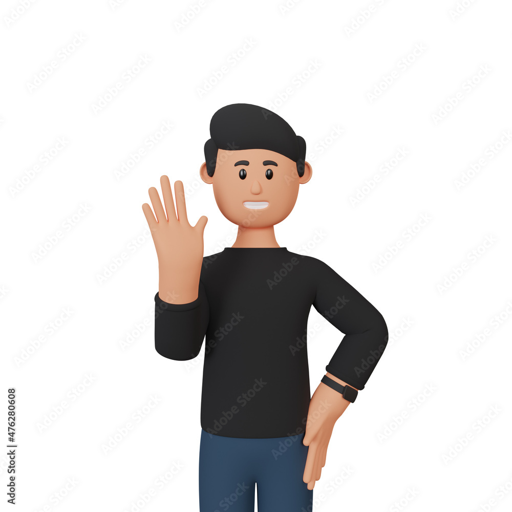 3d rendering man character waving