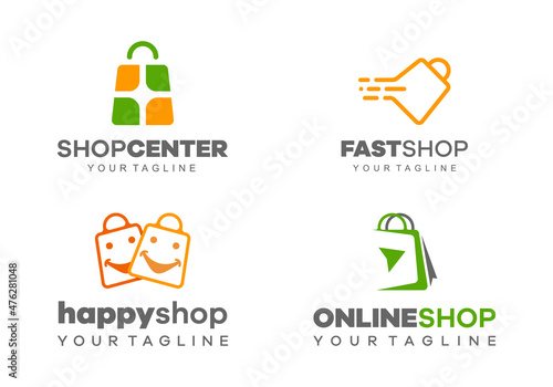 Flat e-commerce logo collection Free Vector