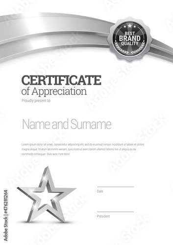 Certificate template. Diploma of modern design or gift certificate.