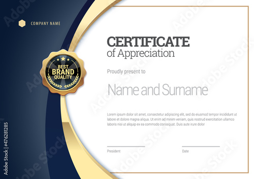 Certificate template. Diploma of modern design or gift certificate.