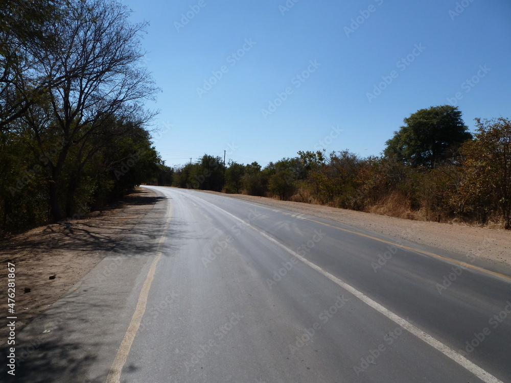 Zambian Highway leading to Victoria Falls Bridge and the Zimbabwean border, Livingstone, Zambia