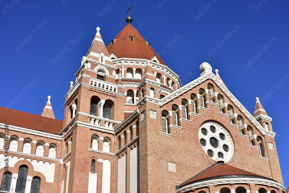 church building with two towers,Szeged Dom in Hungary church building with two towers,Szeged Dom in Hungary