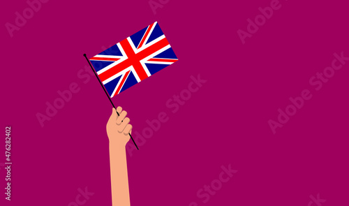 mano, braccio, sventolare, bandierina, UK, inglese, 