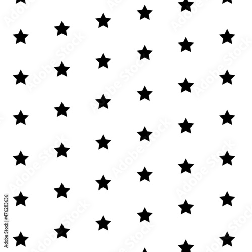 Seamless pattern  black stars on white background