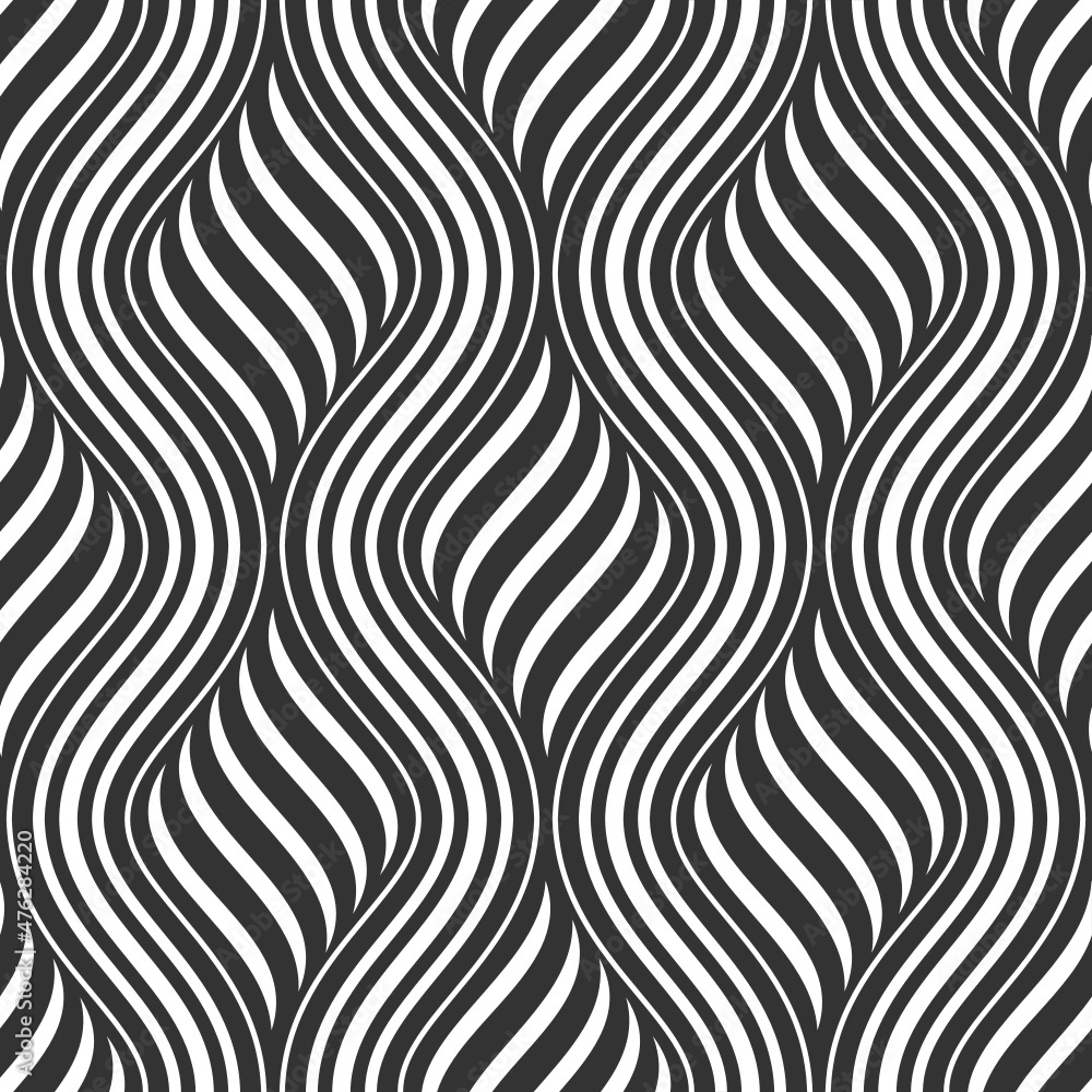 Vector geometric seamless pattern. Modern geometric background. Mesh with wavy lines.