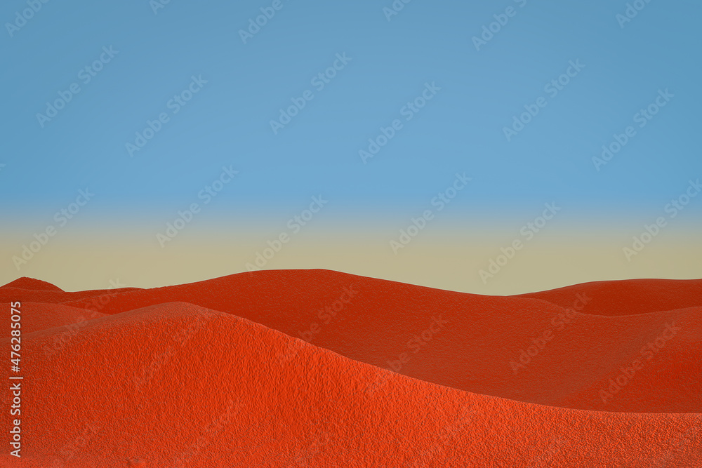 Abstract Surreal Red Desert Environment. 3d Rendering