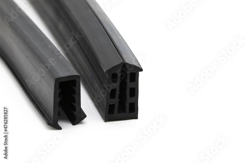  Epdm rubber profile bundle, on white background. Rubber profiles