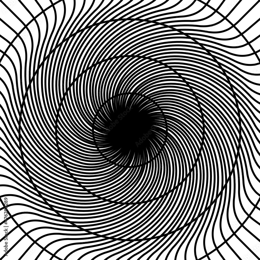 Black twisted circle line radar on the white background. Vector illustration. Black twisted circle line radar on the white background. Vector illustration.