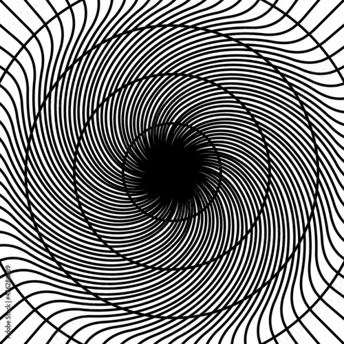 Black twisted circle line radar on the white background. Vector illustration.