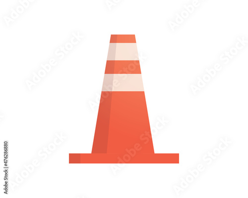 Traffic cone and road work material flat vector illustration.