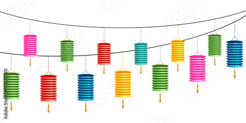 Colorful Paper Lanterns. Chinese Traditional Decoration.