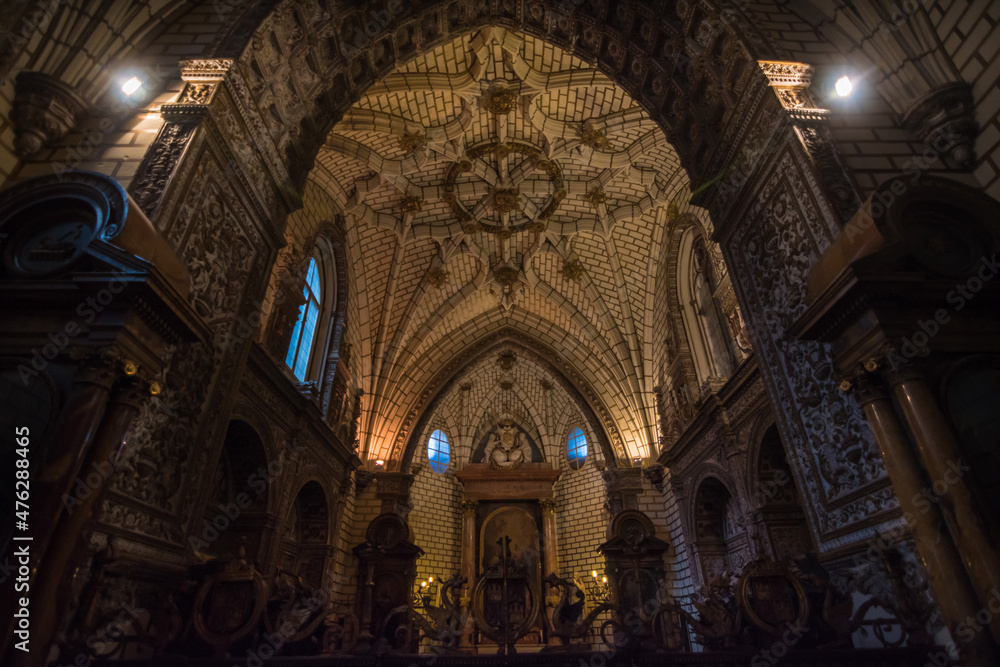 Toledo, Spain, October 2019 - inner view of Toledo's Cathedral