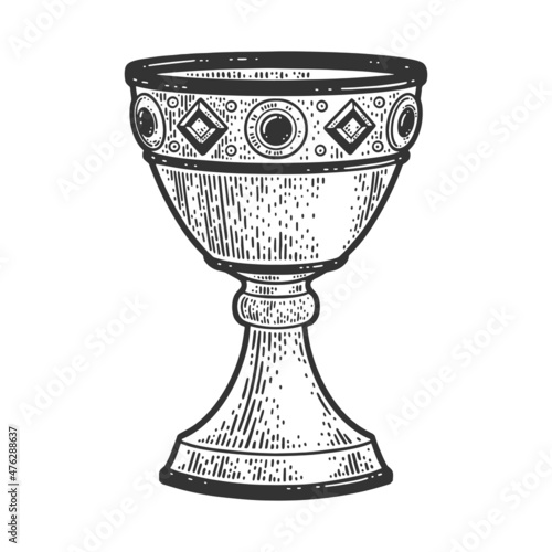 Foto precious antique goblet sketch engraving raster illustration