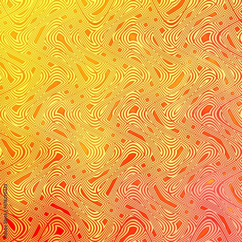 Abstract Yellow and orange lines wave geometry background.