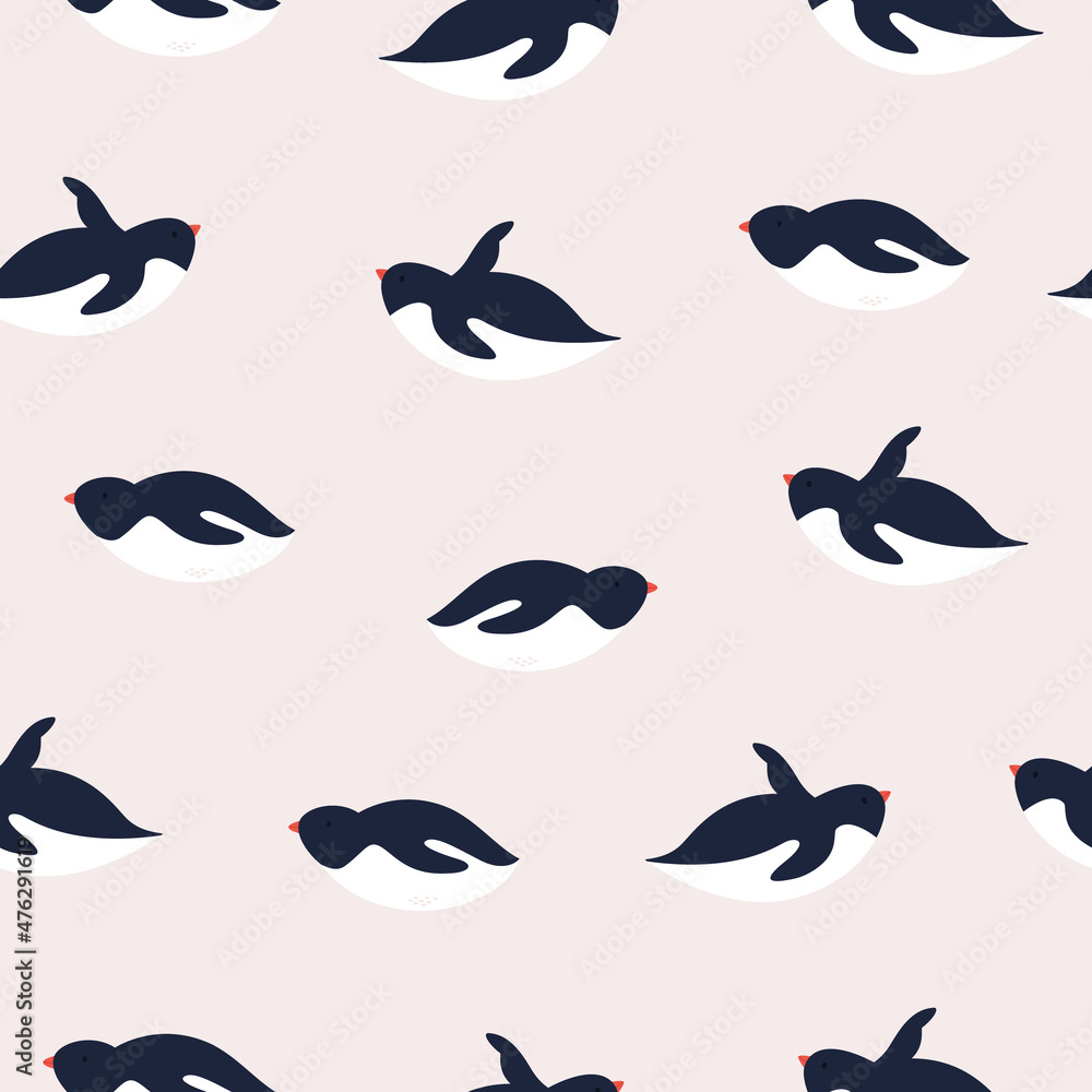 Vector seamless pattern with cute funny penguins Vector seamless pattern with cute funny penguins