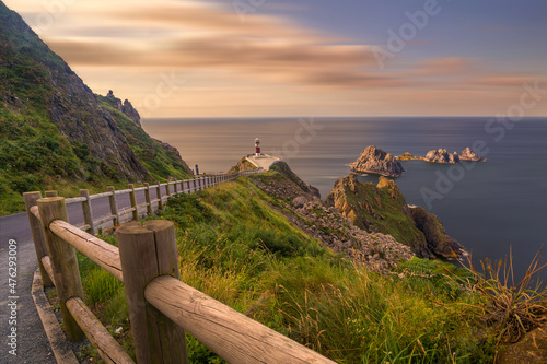Panoramic view of the lighthouse of Cabo Ortegal in Galicia, Spain. Long Exposure. photo