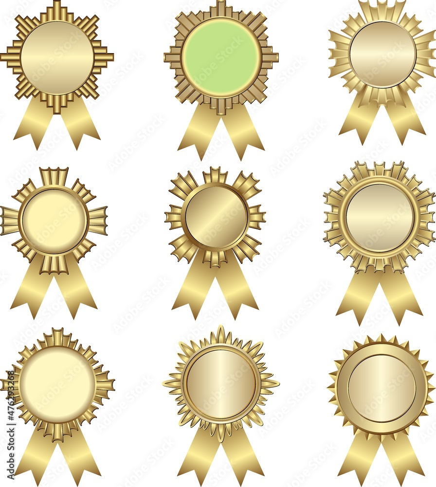 Gold label, award with ribbons Gold label, award with ribbons