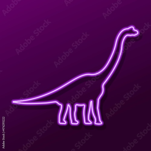 diplodocus neon sign, modern glowing banner design, colorful modern design trend. Vector illustration.