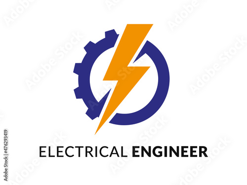 Minimal Electrical Engineer Logo Icon. Flash Icon Thunder Bolt Electricity Symbol. Flat Vector Logo Design Template Element