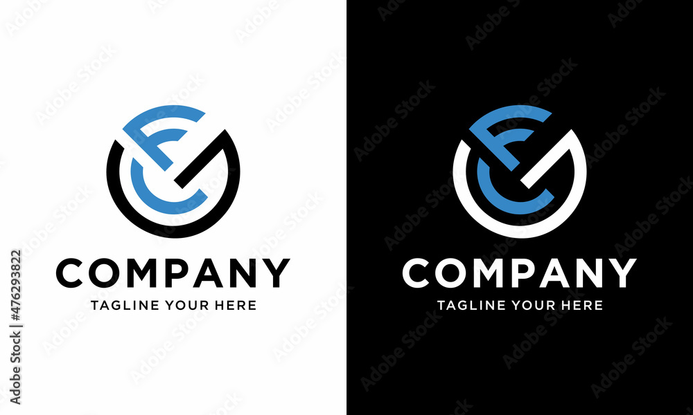 initial Letter GCF, GF With Circle Logo design vector template. on a black and white background. initial Letter GCF, GF With Circle Logo design vector template. on a black and white background.