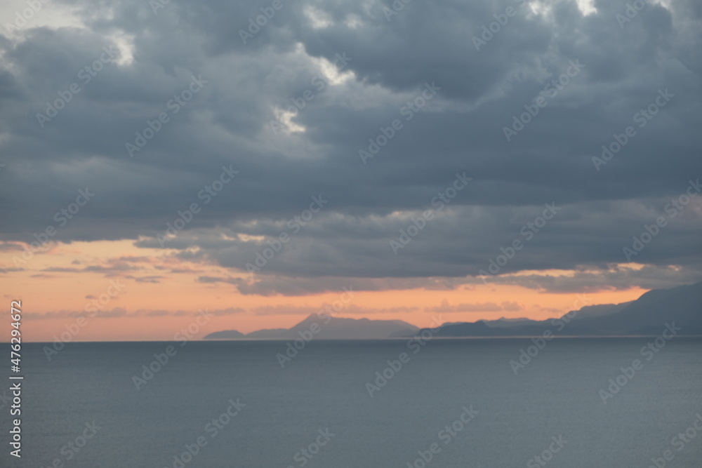 sunset over the sea on antalya