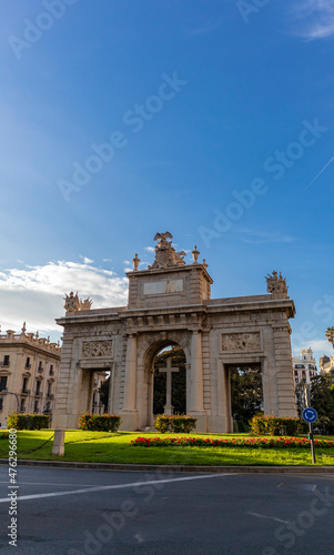 Historic buildings and tourist places in Valencia Spain. Trees and streets of Valencia Spain.