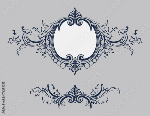 Vintage frame in the Baroque style. French luxury vector. Wireframe decorative elements in Victorian royal style.
