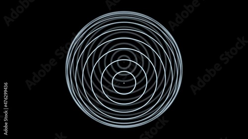 Abstract rotating 3D sphere of particles. Ball or globe of points. Futuristic digital technology background. Illustration of sphere. Seamless loop. 3d rendering