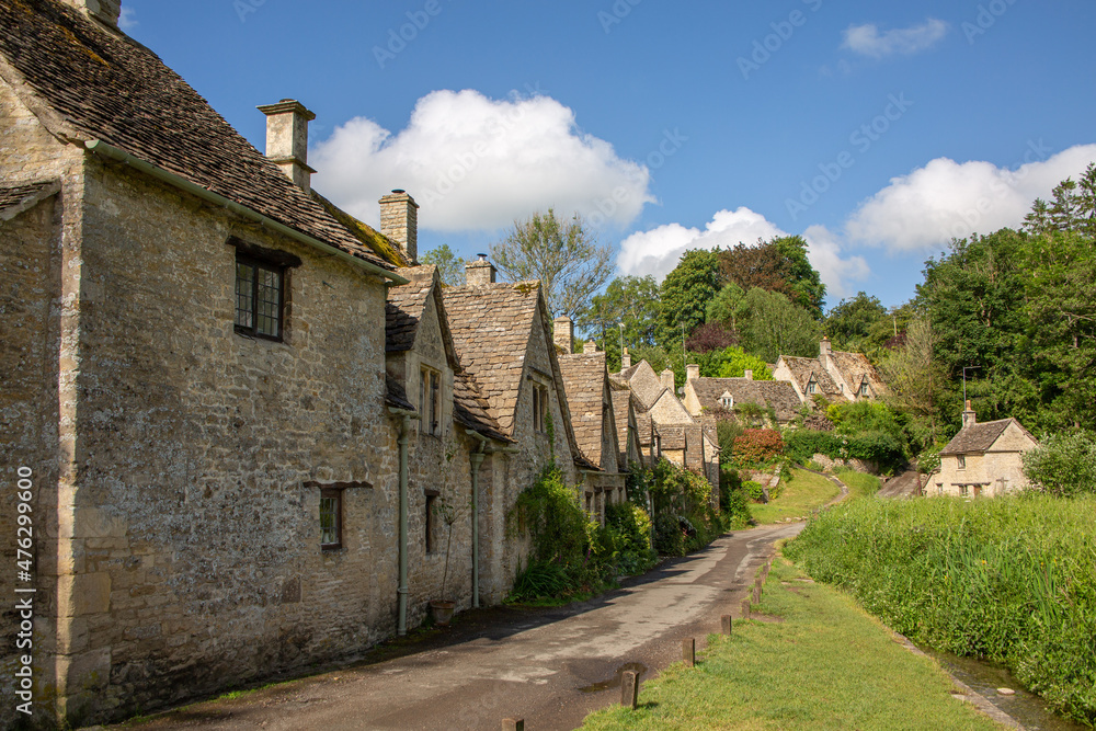 Famous traditional houses at Arlington row in summer with blue sky in the background Famous traditional houses at Arlington row in summer with blue sky in the background