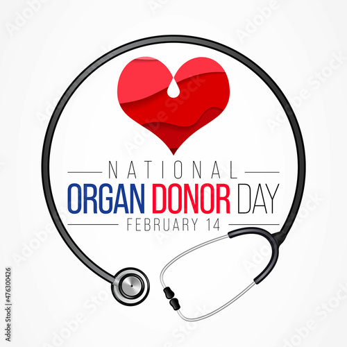 National Donor day is observed every year on February 14, dedicated to spreading awareness and education about organ, eye and tissue donation. Vector illustration