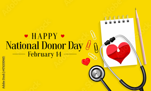 National Donor day is observed every year on February 14, dedicated to spreading awareness and education about organ, eye and tissue donation. Vector illustration