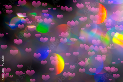 colored heart bokeh abstract background