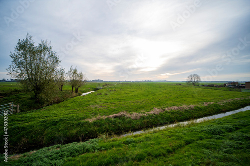 Landscape picture of a ditch and farmlands