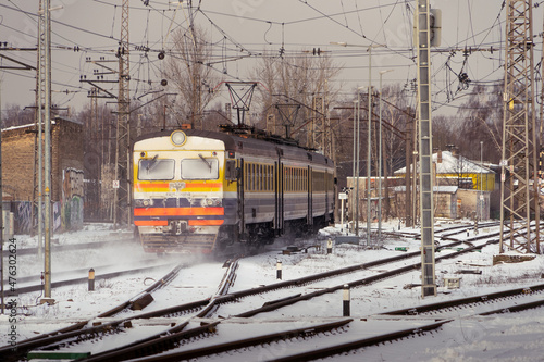 Passenger train running on sobered tracks