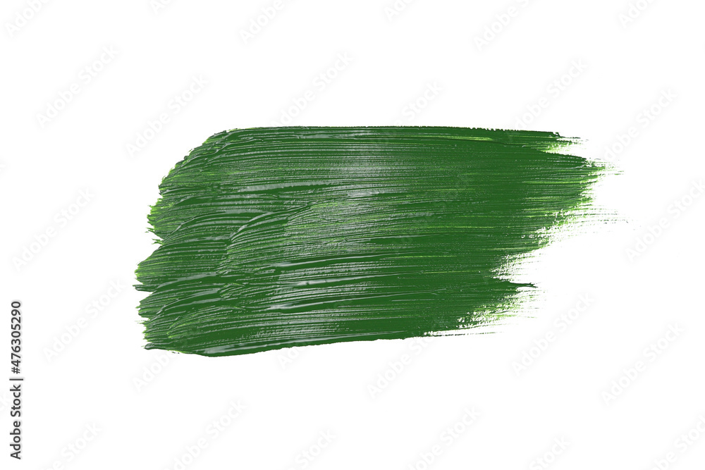 Green brush stroke isolated on white background