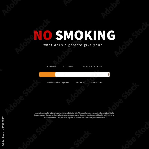 Smoking (cigarette) ban vector banner for print t-shirt, poster or other uses