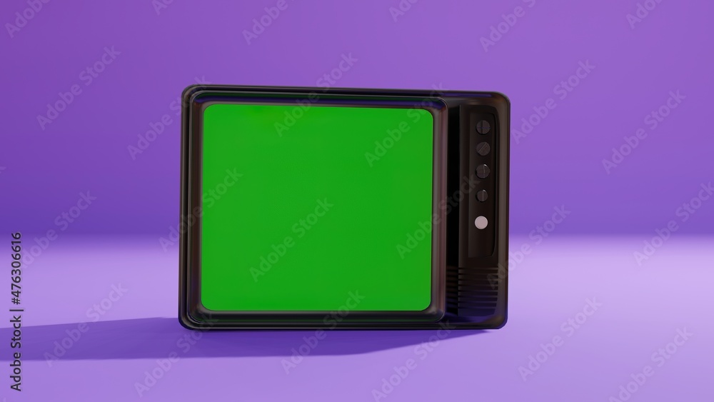 old retro handheld game console with green screen instead of screen on illuminated background 3d illustration of television From 90s old retro handheld game console with green screen instead of screen on illuminated background 3d illustration of television From 90s